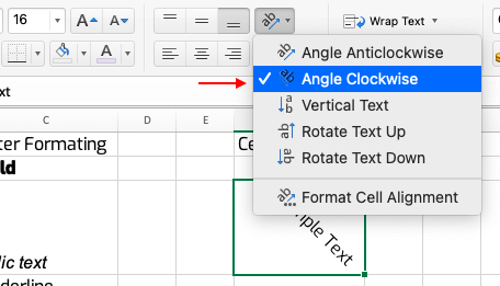 Excel Cell Rotation