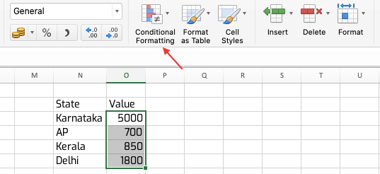 Conditional Formatting in Excel-Step 2