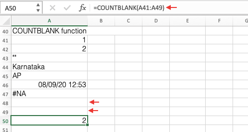 COUNTBLANK Function In Excel