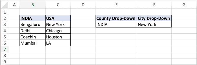 Drop Down in Excel