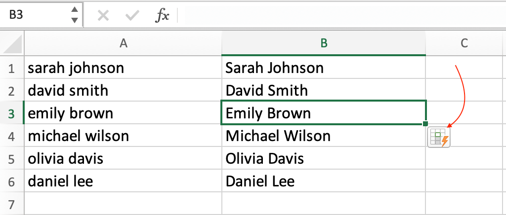 First Letter Capital in Excel Using Flash Fill