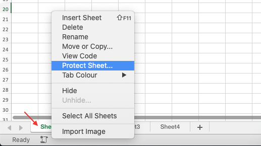 Protect Sheet in Excel