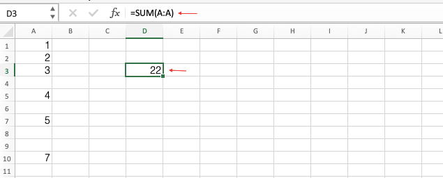 Sum Entire Column in Excel