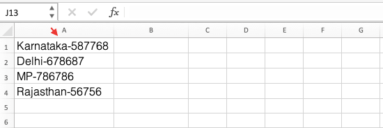 Text to Columns Example-2