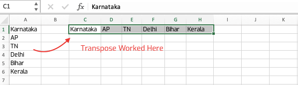 Transpose Function In Excel